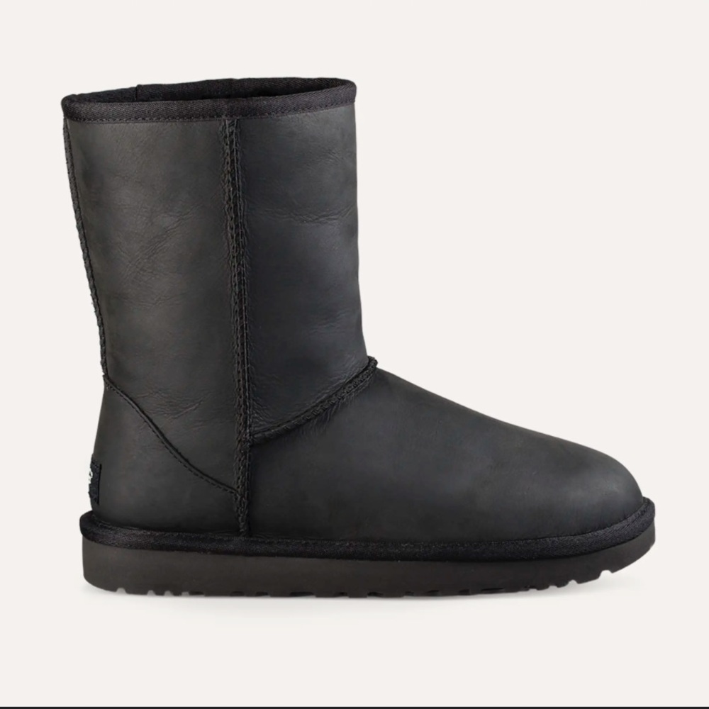 UGG Black Leather Ankle Boots
